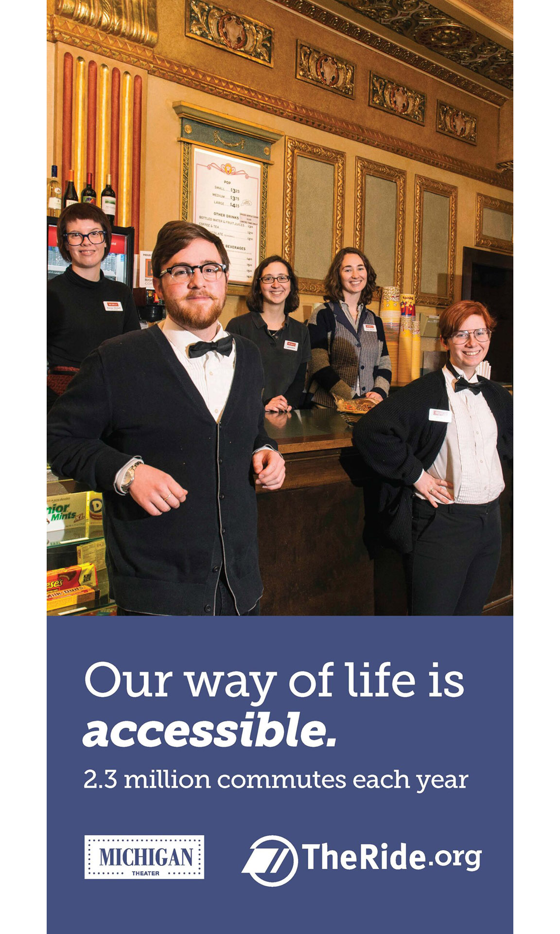 Ad featuring local employees promoting the accessability of TheRide.